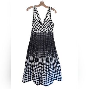 Dana Buchman Midi Dress Black/White Polka Dot  Halter Top Size 12
